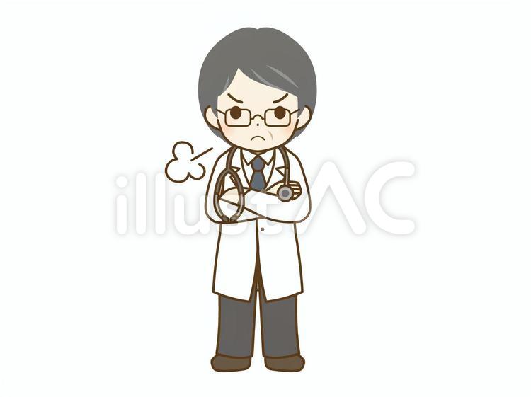 怒る中年の男性医師 医師,医者,男性のイラスト素材