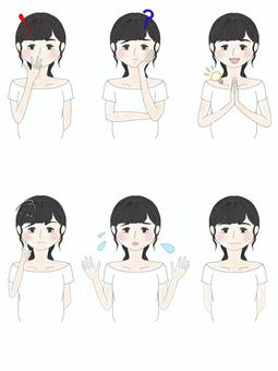 様々な表情の女性 様々な表情の女性 !,驚く,疑問のイラスト素材