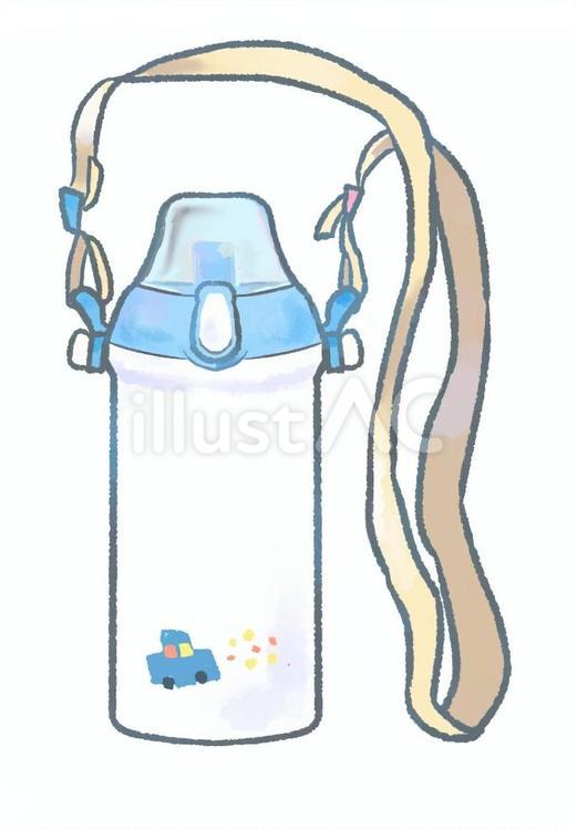 水彩風手描き子ども用水筒【男の子】 水筒,直飲,ワンタッチのイラスト素材