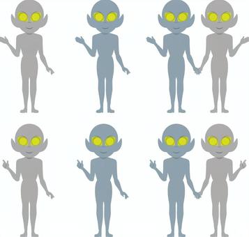 宇宙人セット 宇宙人,異星人,地球外知的生命体,生命体,地球外生命体のイラスト素材