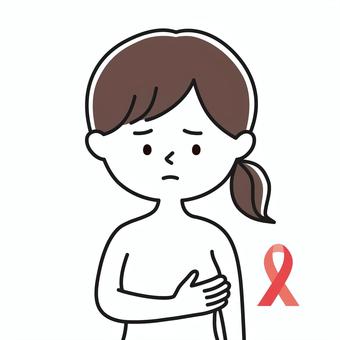 乳房痛 上半身 裸_顔白-影 OKW 乳房痛 上半身 裸_顔白-影 OKW 女性,レディ,乳房,乳腺症,乳腺炎,線維腺腫,乳頭,しこり,乳がん,セルフチェックのイラスト素材