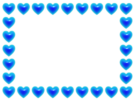 青いハートの長方形3Dフレーム1 ハート,フレーム,3d,立体,パターン,長方形,マーク,可愛い,バレンタイン,フェミニンのイラスト素材