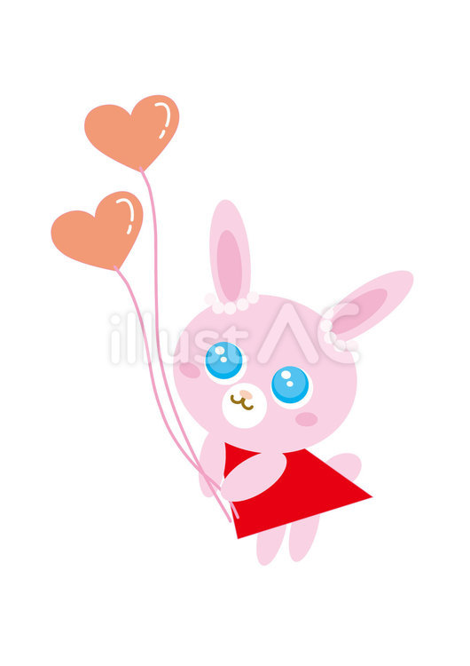 うさぎの女の子 かわいい,ピンク,赤のイラスト素材