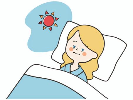 寝不足な白人女性 女性,外国人,寝不足,不眠症,眠れない,寝れない,不眠,昼夜逆転,入眠,寝つきのイラスト素材