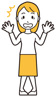 ビックリして驚いている若い女性 驚く,女性,女の子,人,ロングヘア,若い,びっくり,見開く,開く,口のイラスト素材