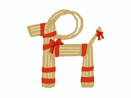 麦藁細工のオルキプッキ オルキプッキ,クリスマス,フィンランド,北欧,ヤギ,わら,飾り,リボン,赤,茶色のイラスト素材