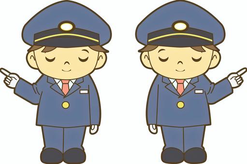 指差し確認する鉄道員 駅員,車掌,運転士,運転手,鉄道員,乗務員,鉄道,新幹線,路面電車,地下鉄のイラスト素材