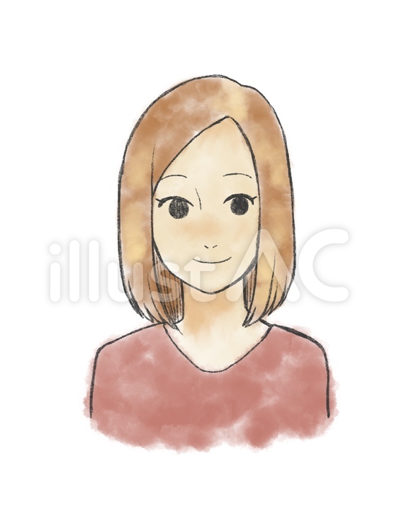 手描き風女性 手描き,女性,女のイラスト素材