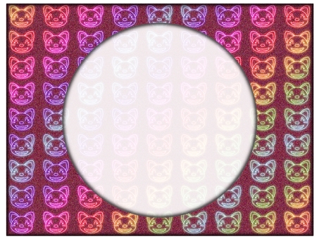 猫のネオンフレ−ム　赤 猫,フレ−ム,ポストカード,メッセージカード,柄,パターン,グラデーション,赤,えんじ色,ザラザラのイラスト素材