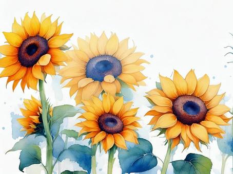 水彩タッチのひまわりの花のイラスト
