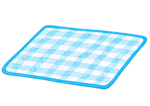 青いチェックのランチョンマット ランチョンマット,鍋敷き,生地,布,イラスト,手描き,水彩,生活,チェック柄,模様のイラスト素材