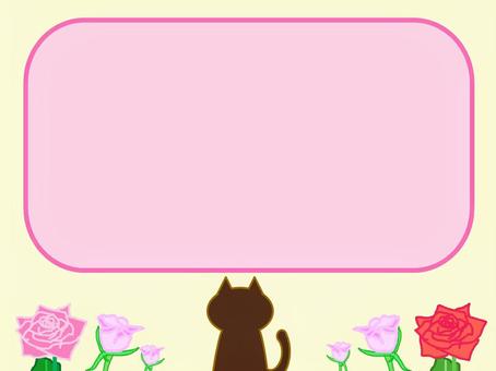 猫とバラのフレーム1