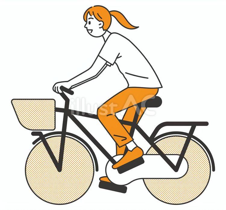 自転車に乗る女性イラスト - No: 25124570｜無料イラスト・フリー素材なら「イラストAC」