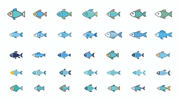 魚のアイコンまとめ 魚のアイコンまとめ 魚,アイコン,まとめ,青魚,生物のイラスト素材