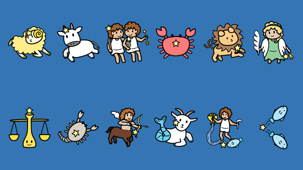 228星座セット 夜,星座,12星座,牡羊座,牡牛座,双子座,蟹座,獅子座,乙女座,天秤座のイラスト素材