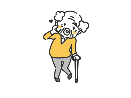 ほっぺハートのポーズをするおじいちゃん 男性,老人,お年寄り,高齢者,年配,シニア,お爺ちゃん,お爺さん,祖父,70代のイラスト素材