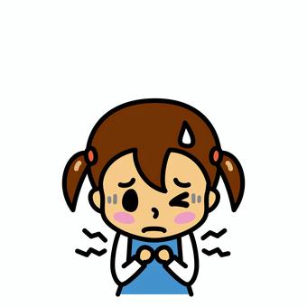 女の子　胸の痛み 子供,病気,胸,痛み,症状,胸痛,苦しい,肺炎,気胸,肺気胸のイラスト素材