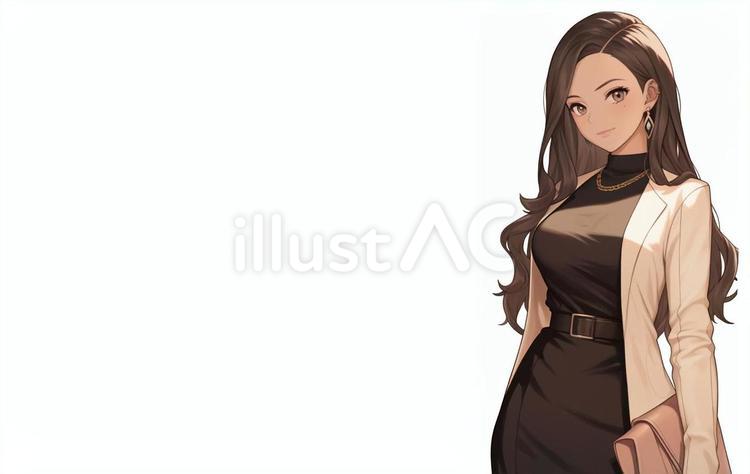 できる女風の大人っぽい女性 アニメ調イラスト - No: 23803691