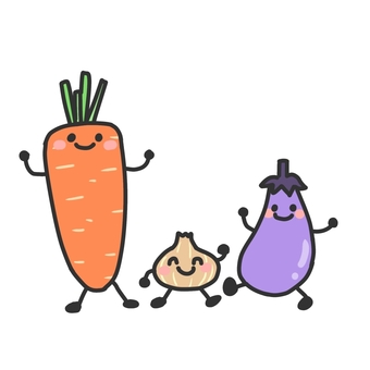 Illustration, vegetables, carrot, onion, 