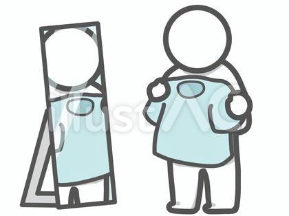 試着する人 鏡