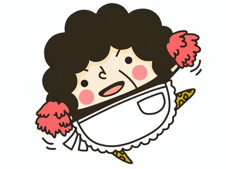 大阪のおばちゃん 大阪のおばちゃん おばちゃん,応援,チアガール,二頭身,元気のイラスト素材