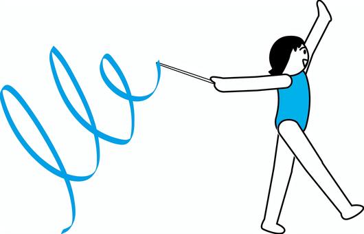 新体操リボン　 新体操,リボン,回す,演技,デフォルメ,女子,人物のイラスト素材