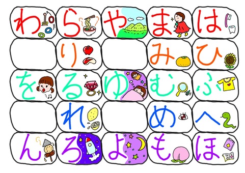 あいうえお表は〜わ行 あいうえお,ひらがな,学習,幼児,日本語のイラスト素材