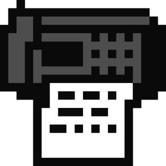 ドット絵の黒のファックスです。 ドット絵,ファックス,シンプル,レトロ,ヴィンテージ,平面,紙,通信機器,機械,家庭用のイラスト素材