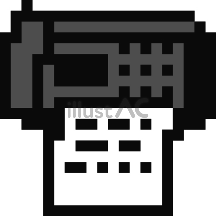 ドット絵の黒のファックスです。 ドット絵,ファックス,シンプルのイラスト素材