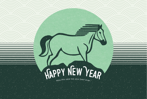 アウトドア風の馬のロゴ（年賀状）_2 馬,ロゴ,年賀状,アイコン,シルエット,マーク,おしゃれ,アウトドア,かっこいい,シンプルのイラスト素材