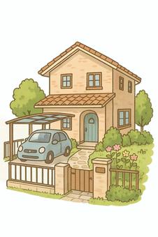 可愛らしい一軒家と車