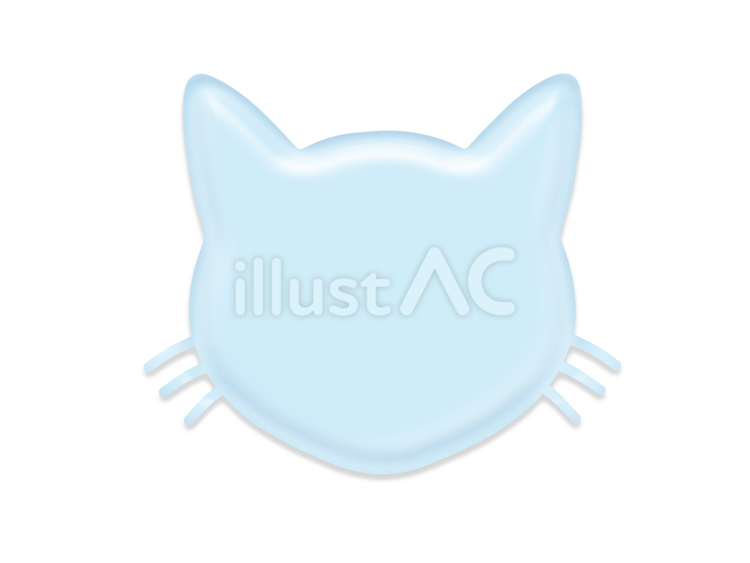 青い猫水滴 白背景,可愛い,水色のイラスト素材