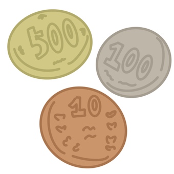 お金(小銭) お金,金銭,小銭,硬貨,手書きのイラスト素材