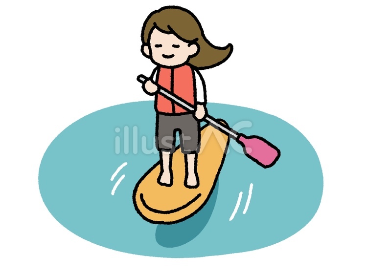 Supに乗る女性 sup,乗る,女性のイラスト素材
