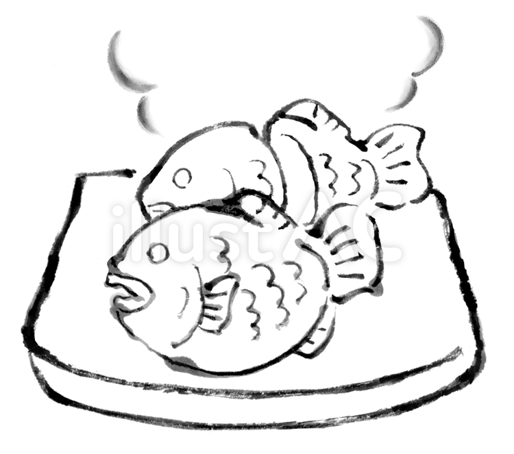 たい焼き１ たい焼き,手描き,筆絵のイラスト素材