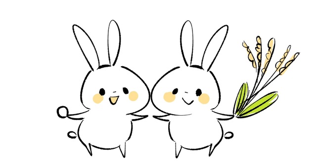 うさぎ おつきみ,月見団子,うさぎ,かわいい,動物,シンプル,手描き,仲良し,秋のイラスト素材
