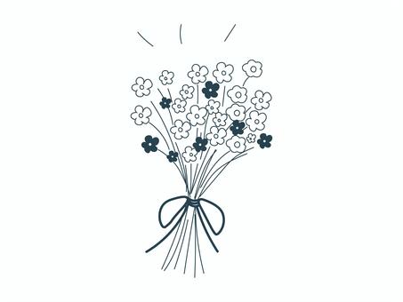 花束 花束,ブーケ,線画,プレゼント,ギフト,贈り物,植物,ラインアート,モノクロ,透過性のイラスト素材
