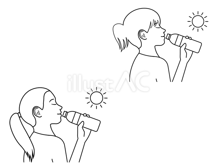 水分補給 熱中症対策,セット,熱射病対策のイラスト素材