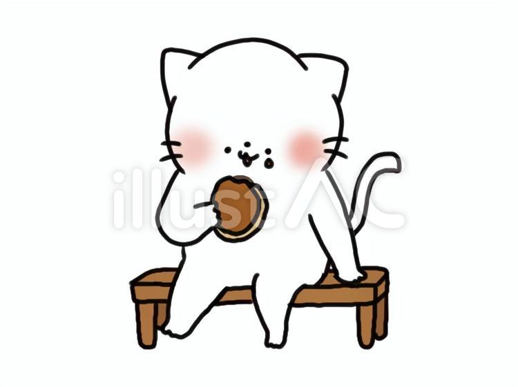 どら焼きとねこ 猫,動物,哺乳類のイラスト素材