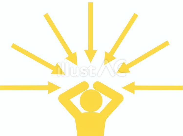 圧力や攻撃を両手で防ぐ人（上半身・黄） 両手,頭,抱えるのイラスト素材