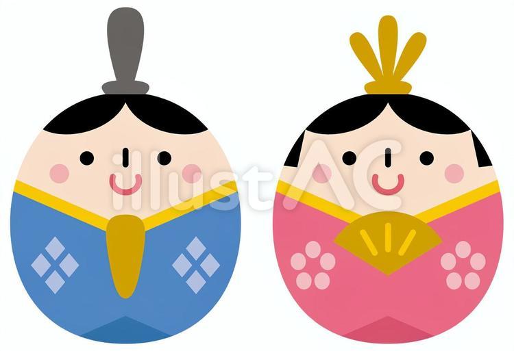   ひなだるま-01（お内裏様とお雛様） ひな祭り,ひなまつり,ひなのイラスト素材