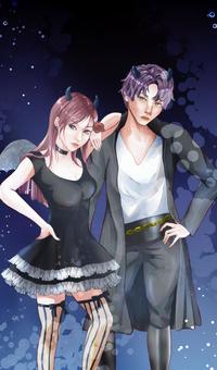 悪魔 悪魔,カップル,男性,女性,人物のイラスト素材