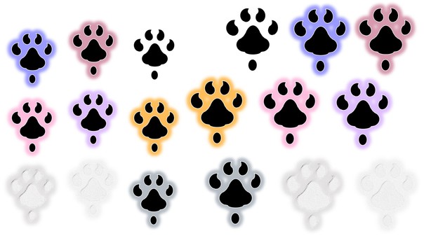 とある動物の肉球3 肉球,足跡,動物,カワイイ,妖,透過,加工,カラフル,ワンポイント,飾りのイラスト素材
