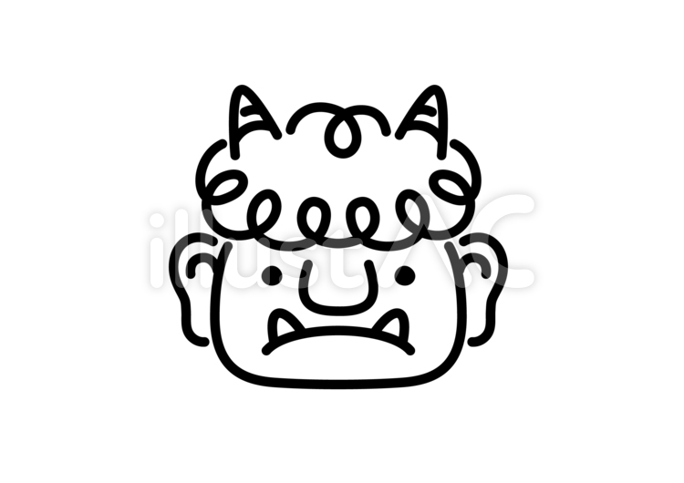 節分　鬼の顔　アイコン　モノクロ線 節分,鬼,顔のイラスト素材
