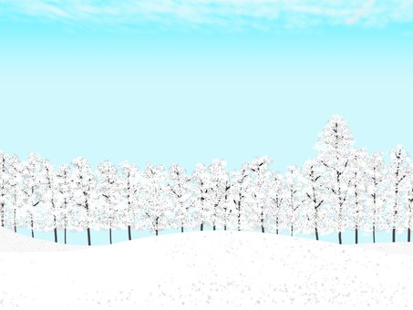 雪野原のイラスト_２ 雪,雪景色,一面,雪野原,銀世界,雪化粧,冬,冬景色,森,林のイラスト素材