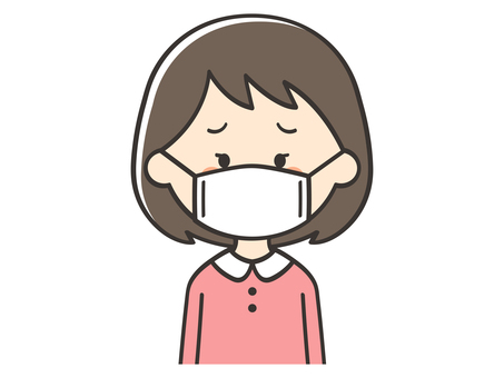 困った表情のマスクをした女の子 女の子,子供,こども,マスク,風邪,インフルエンザ,感染,感染症,ウイルス,花粉のイラスト素材