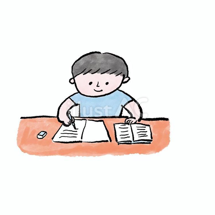 勉強する男の子 勉強,学習,男の子のイラスト素材