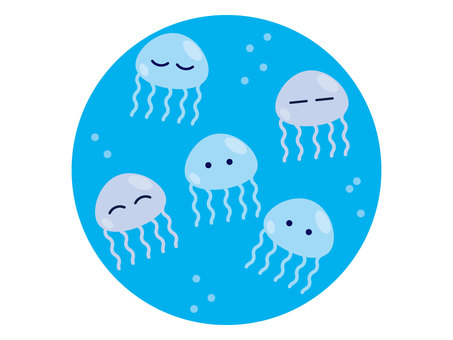 水槽のクラゲ 水槽のクラゲ クラゲ,かわいい,水槽,飼育,水族館,アクアリウム,海洋生物,刺胞動物,生き物,シンプルのイラスト素材