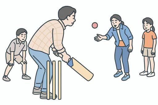 クリケットを楽しむ クリケットを楽しむ クリケット,スポーツ,ニュースポーツ,レクリエーション,球技,チームプレー,屋外活動,体験,交流,イベントのイラスト素材