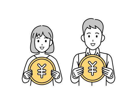 Illustration of men and women with money, , JPG, PNG and EPS